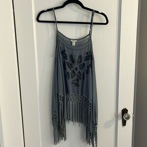Forever 21 sheer beaded gray top could fit small or medium adjustable straps